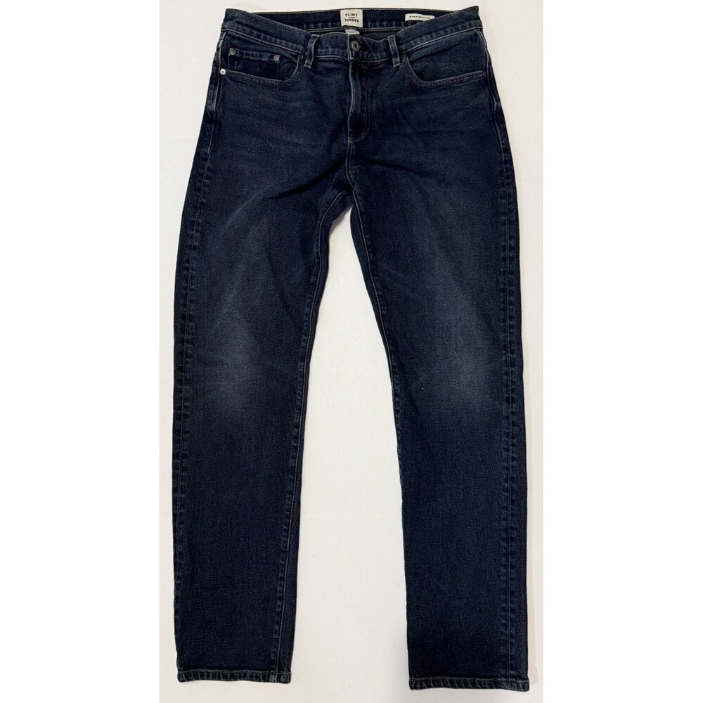 Flint and Tinder Men's Straight Fit Dark Indigo Denim Jeans 33x32 USA Huckberry